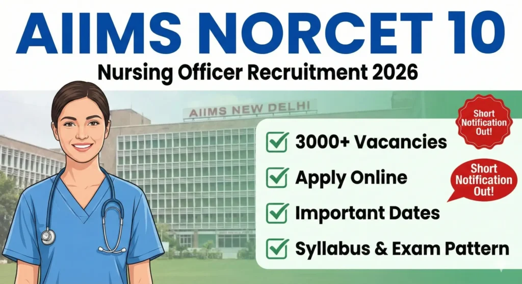 AIIMS Nursing Officer (NORCET 10) Recruitment 2026: Complete Guide on Application, Syllabus, Dates & Vacancies